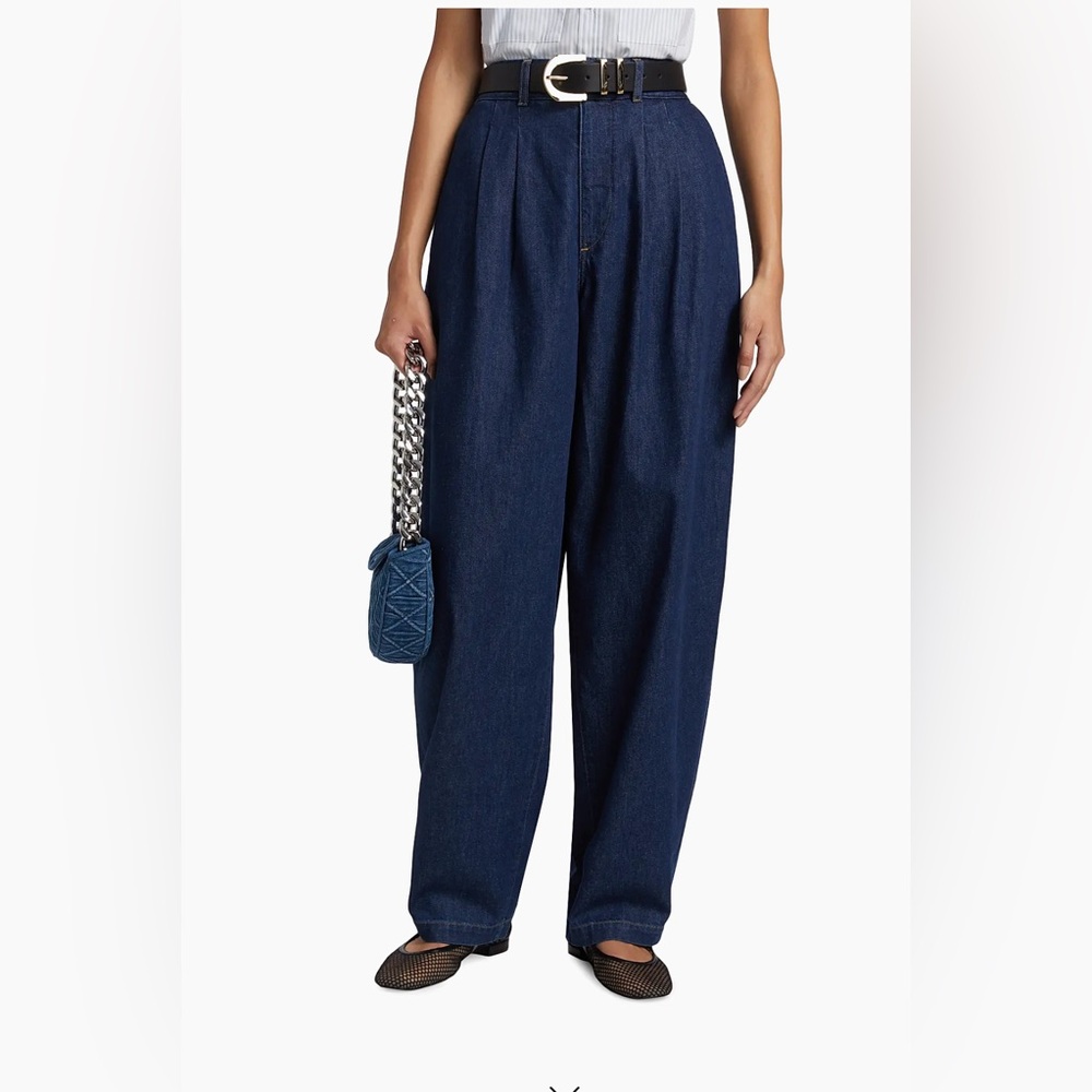 Frame The Tapered Pleated Denim Trousers Jeans